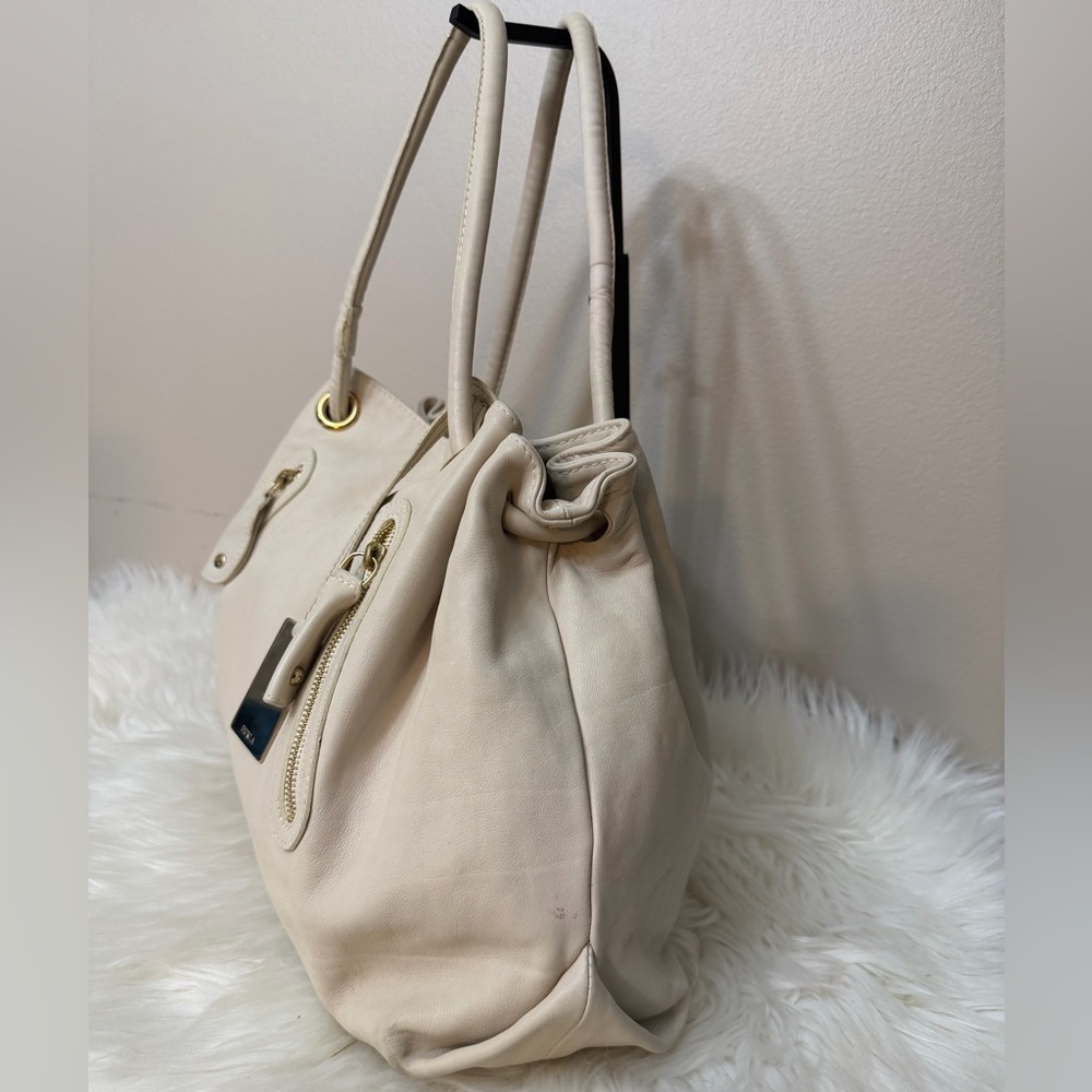 Furla Ivory Shoulder Bag with Gold Accents - Picture 3 of 15